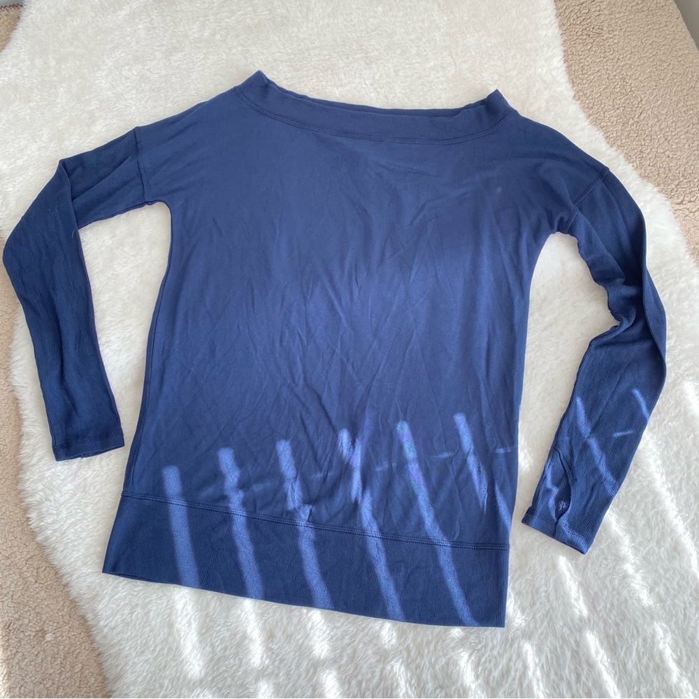 Athleta NWOT Womens Open-neck Sweatshirt, Navy Blue, Size MT, LT